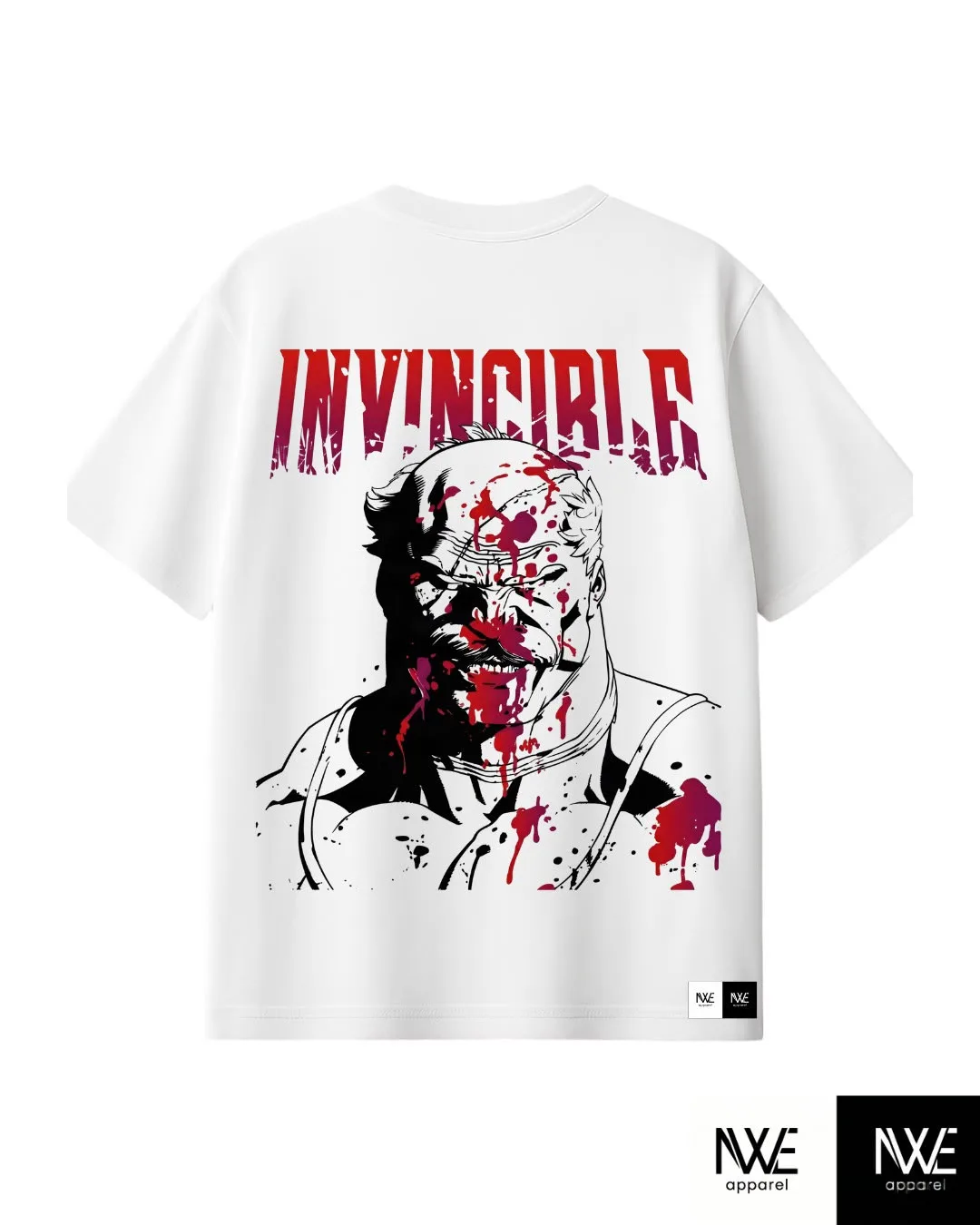 Playera Invincible Conquest Blanca Oversize — diseño de Invincible en color blanco