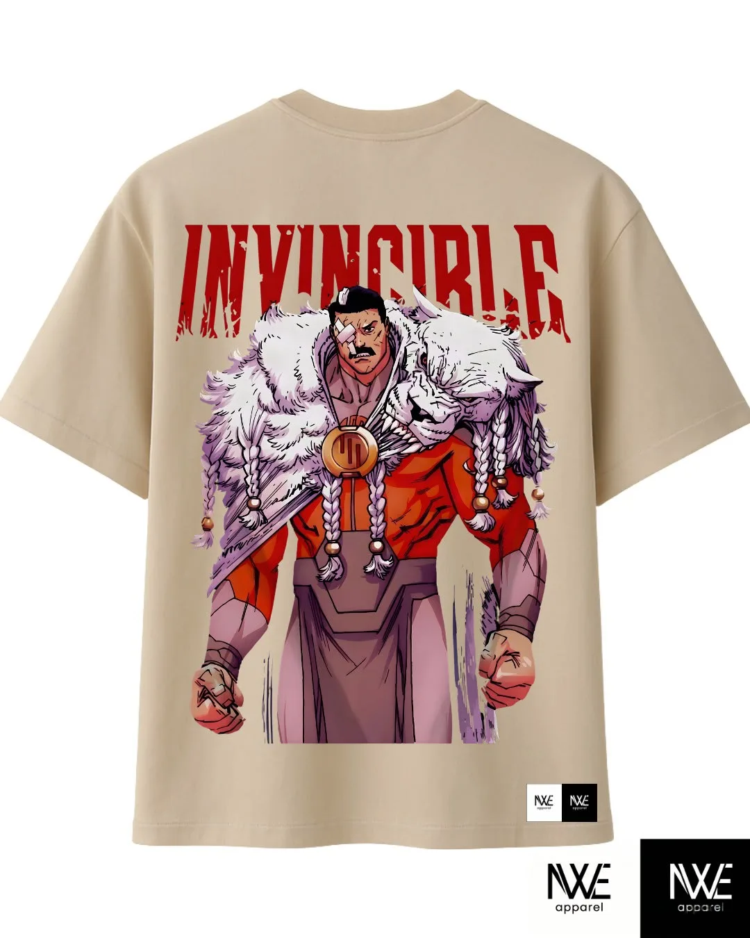 Playera Invincible Thragg Beige Oversize — diseño de Thragg de Invincible