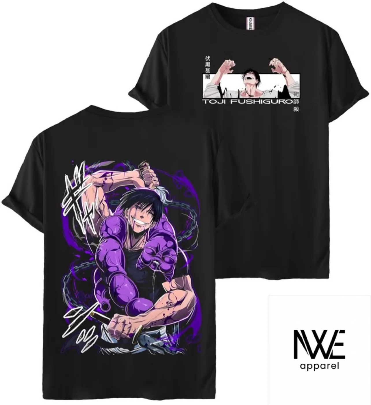 Playera Toji Fushiguro Jujutsu Kaisen Oversize — diseño de Toji Fushiguro, dos vistas